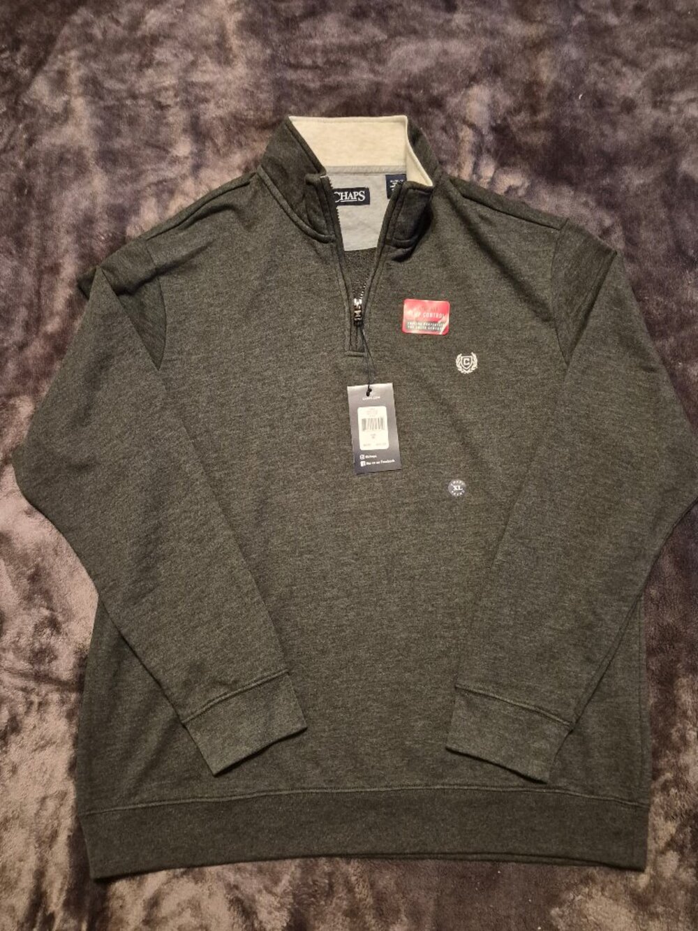 Chaps Ultimate Temp Control Performance Terry Pullover Mens Gray Size XL